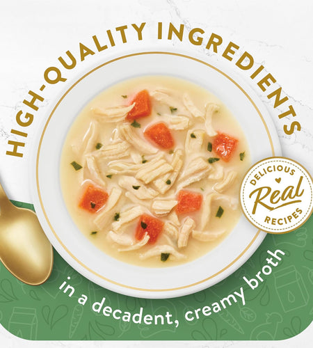 Purina  High Protein, Limited Ingredient Senior Wet Cat Food Complement, Broths Creamy with Chicken - (16) 1.4 Oz. Pouches