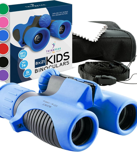 Binoculars for Kids - Small, Compact, Shock-Resistant Toy Binoculars - Learning & Nature Exploration Toys for 4+ Year Old Girls and Boys - Think Peak Toys Kids Binoculars, Blue