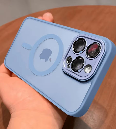 Magnetic Luxury Lens Protector Matte Translucent Case for Iphone 17 16 15 14 13 12 11 Pro Max for Magsafe Wireless Charger Cover