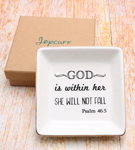 Inspirational Religious Gifts for Women Birthday Thanksgiving Day Christmas Gifts for Best Friend Sister Daughter Mom Aunt Christians Christian Jewelry Ring Trinket Dish Tray